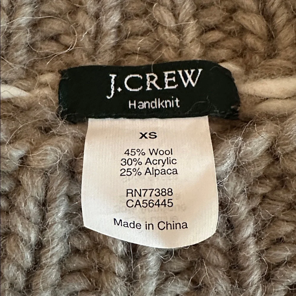 J. Crew Hand Knit women’s XS Beige Tan and Ivory Fair Isle Alpaca blend Sweater
